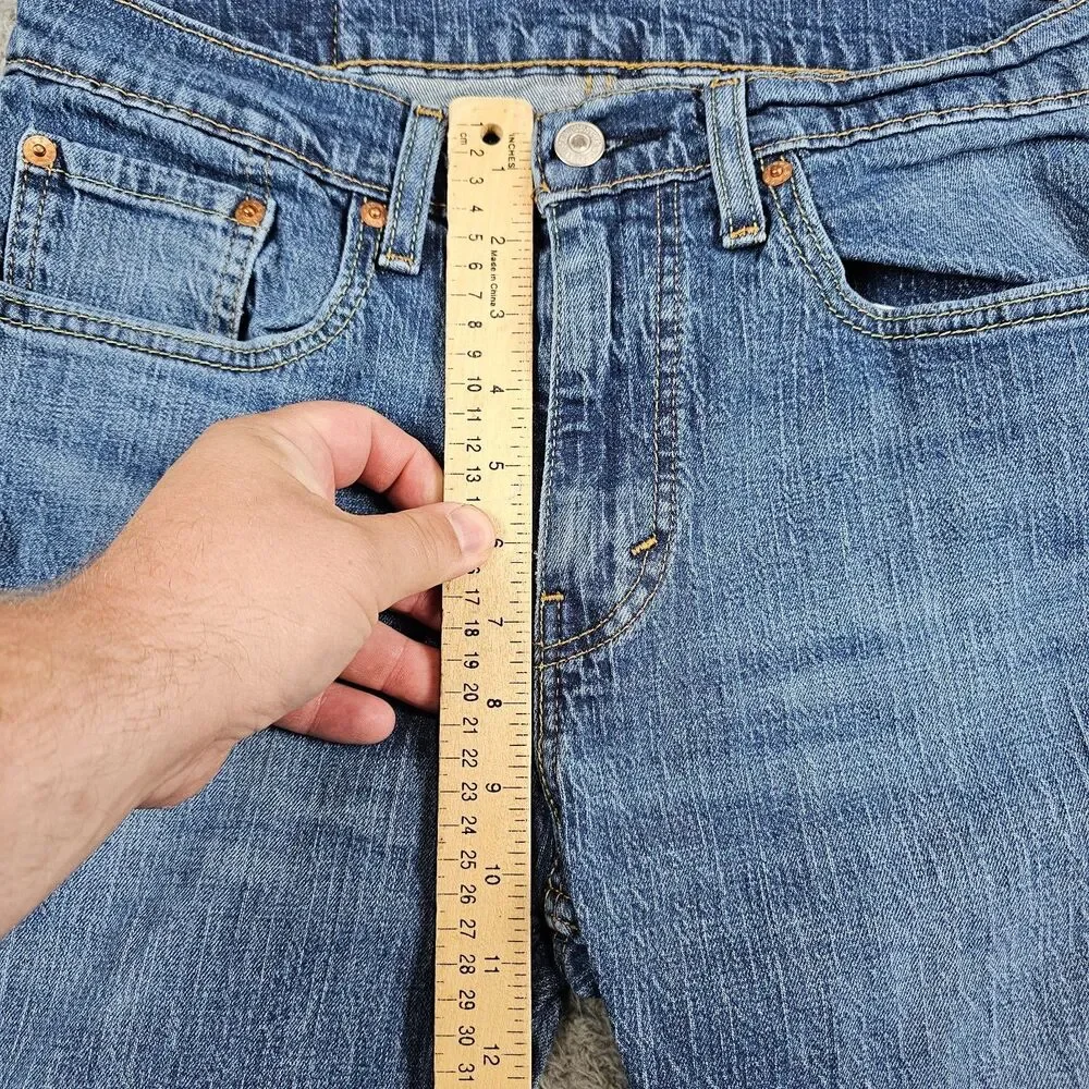 Levis 502 Jeans Mens 30x27 Blue Stretch Regular Taper Casual Minimalist Whisker
